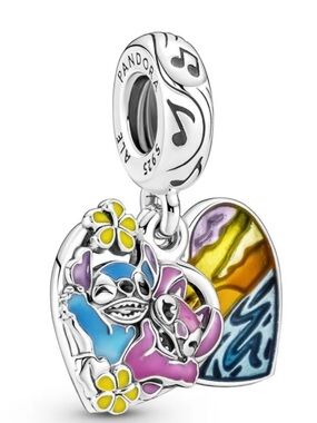 Rare Pandora Disney Parks Exclusive- Stitch & Angel Heart Dangle Charm